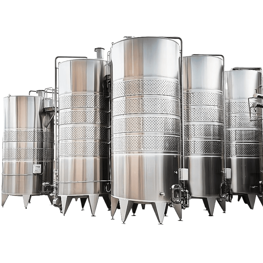 Large stainless steel wine fermenter