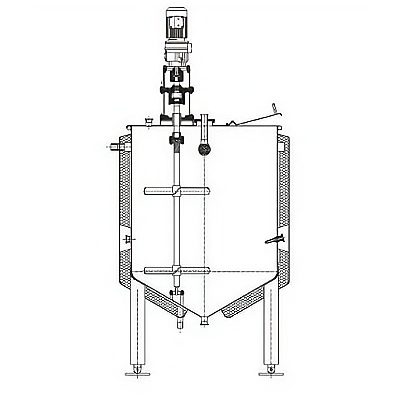 Jacketed Conical-bottom Mixing Tankwith Hinged Lid