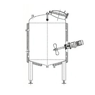 Jacketed Conical-bottom Mixing Tankwith Side Installed Agitation